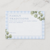 Pastel Blauw Baby shower Familie Tradities Activit Informatiekaartje (Voorkant)