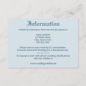 Pastel Blauw Blad en Bloemen Monogram Bruiloft Informatiekaartje (Voorkant)