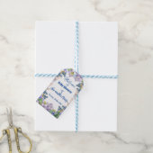 Pastel Blauw Bloeit Paarse Lila Bloemen Baby showe Cadeaulabel (Met Touw)