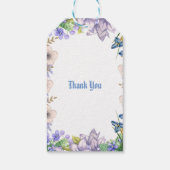 Pastel Blauw Bloeit Paarse Lila Bloemen Baby showe Cadeaulabel (Achterkant)