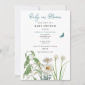 Pastel Blauw Bloemen Baby in Bloom Baby shower Kaart (Voorkant)