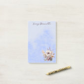 Pastel Blauw  Bloemen Custom Post-it® Notes (Op bureau)