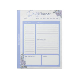 Pastel Blauw Bloemen Dagelijkse Planner Notitieblok