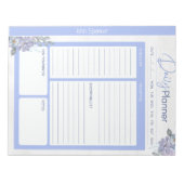 Pastel Blauw Bloemen Dagelijkse Planner Notitieblok (Voorkant)