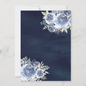 Pastel Blauw Bloemen Gown Navy Zilver Quinceanera Kaart (Achterkant)