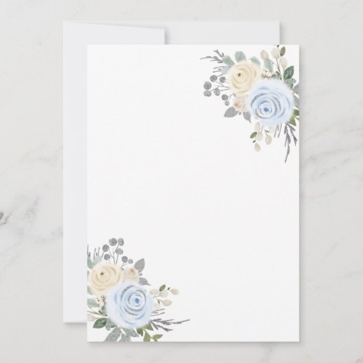 Pastel Blauw Bloemen Jurk Prinses Goud Quinceanera Kaart (Achterkant)