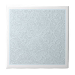 Pastel Blauw Bloemen Patroon Tegeltje