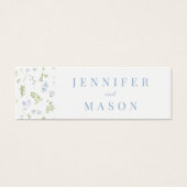Pastel blauw bloemenbruiloft QR register insert ca Mini Visitekaartjes (Voorkant)
