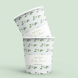 Pastel blauw bloemenjongen baby shower feest papieren bekers