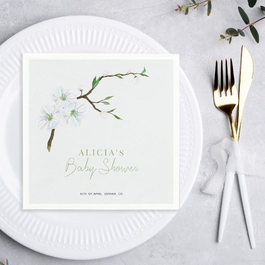 Pastel blauw bloemenjongen baby shower servet