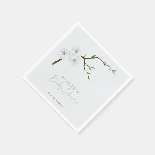 Pastel blauw bloemenjongen baby shower servet (Hoek)