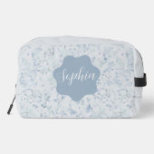 Pastel blauw bloemenpatroon toilettasje (Achterkant)