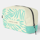 Pastel Blauw Boho Abstract Grunge Palmbladeren Toilettasje (Rechterhoek)