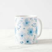 Pastel Blauw Boho Bloemen Bloemen Patroon Koffiemok (Voorkant rechts)