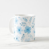 Pastel Blauw Boho Bloemen Bloemen Patroon Koffiemok (Voorkant links)