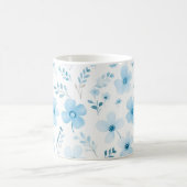 Pastel Blauw Boho Bloemen Bloemen Patroon Koffiemok (Center)