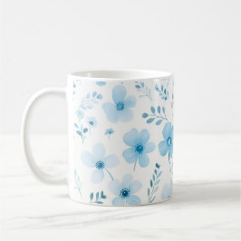 Pastel Blauw Boho Bloemen Bloemen Patroon Koffiemok