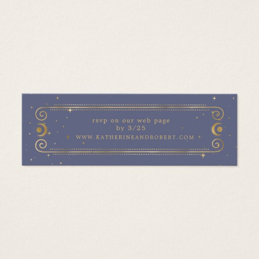 Pastel Blauw Celestial Goud Bruiloft Website Kaart (Voorkant)