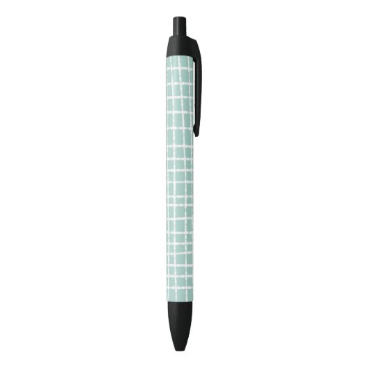 Pastel Blauw Check Patroon Vloeiend en Stijlvol Zwarte Inkt Pen (Achterkant (Verticaal))