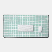 Pastel Blauw Check Patroon Zacht en Modern Bureaumat (Keyboard & Muis)