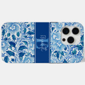 Pastel Blauw Chinees bloemenpatroonnaam Case-Mate iPhone Case (Achterkant (horizontaal))