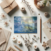 Pastel Blauw Christus is opstanding Pasen Folie Feestdagenkaart