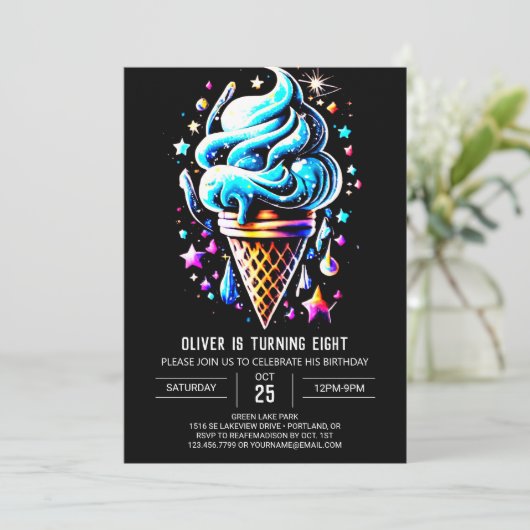 Pastel Blauw Custom Boy Ice Cream Verjaardag Kaart (Staand voorkant)