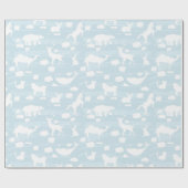 Pastel Blauw Dierlijk Gevormde Wolken Cadeaupapier (Vlak)