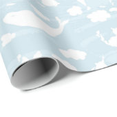 Pastel Blauw Dierlijk Gevormde Wolken Cadeaupapier (Rol Hoek)