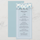 Pastel Blauw Elegant Botanisch Trouwmenu Menu (Voorkant / Achterkant)