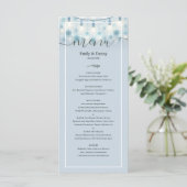 Pastel Blauw Elegant Botanisch Trouwmenu Menu (Staand voorkant)