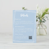Pastel Blauw Elegant QR Code Bruiloft Details Informatiekaartje (Staand voorkant)