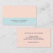 Pastel Blauw en Blush Roze Kleurblok Eenvoudig Visitekaartje (Voorkant / Achterkant)