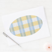Pastel blauw en geel geplakt patroon ovale sticker (Envelop)