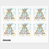 Pastel Blauw en Geel Leuke Teddybeer Dank u Vierkante Sticker (Vel)