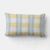 Pastel blauw en geel ruitpatroon kussen (Achterkant)