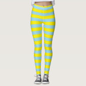 Pastel Blauw en Gele Stripes Leggings (Voorkant)