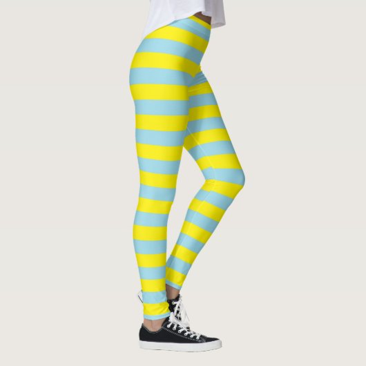 Pastel Blauw en Gele Stripes Leggings (Rechts)