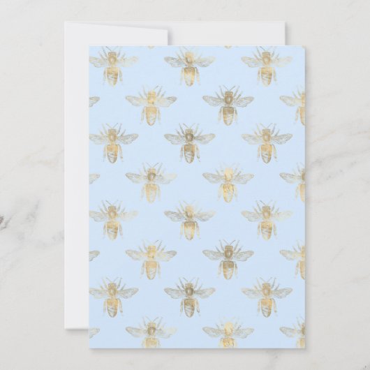 Pastel Blauw en Goud Bloemen Drive Door Douche Kaart (Achterkant)