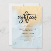 Pastel blauw en goud marmer | 18e verjaardag kaart (Voorkant)