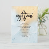 Pastel blauw en goud marmer | 18e verjaardag kaart (Staand voorkant)