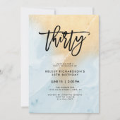 Pastel blauw en goud marmer | 30e verjaardag kaart (Voorkant)