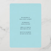 Pastel Blauw en Goud Zoet 16 Verjaardag Bloemen Folie Uitnodiging (Achterkant)