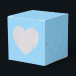 Pastel Blauw en Gouden Lattice Patroon Bedankdoosjes<br><div class="desc">Het de gunstdoos van het roosterpatroon in accenten van babyblauw en faux glittergoud om het collectie hieronder te complimenteren.</div>