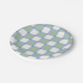 Pastel blauw en groen geschilderde checkers papieren bordje (Gekanteld)