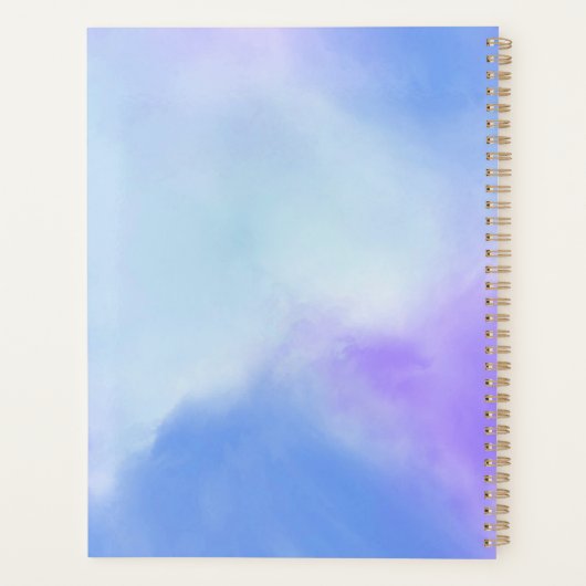 Pastel Blauw en Paarse Abstracte Kunstplank Planner (Achterkant)