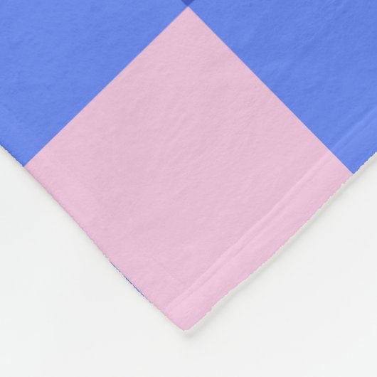 Pastel Blauw en Roze Gingham Check Patroon Fleece Deken (Hoek)