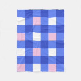 Pastel Blauw en Roze Gingham Check Patroon Fleece Deken
