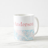 Pastel blauw en roze koffiemok (Voorkant rechts)