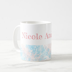 Pastel blauw en roze koffiemok